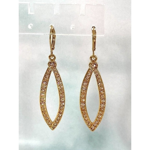 Joan Rivers Earrings Rhinestones Drops Dangles Gold Tone - Picture 1 of 8